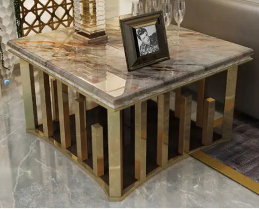 Natural marble Stainless steel Coffee Table Living Room Home Furniture minimalist modern rectangle mesas de centro table basse Natural marble Stainless steel Coffee Table Living Room Home Furniture minimalist modern rectangle mesas de centro table basse