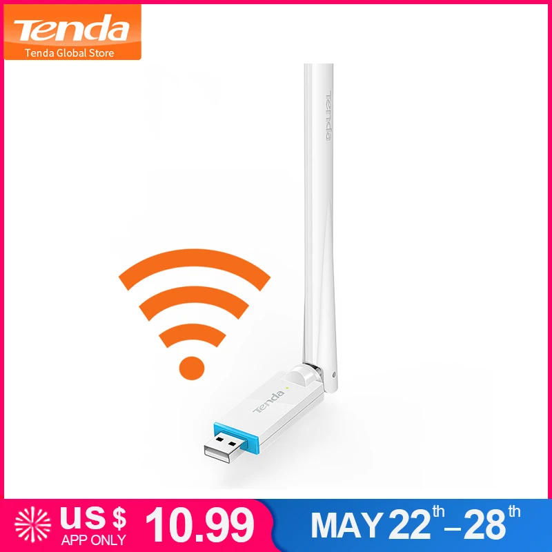 

Tenda U2 150Mbps High Gain Wireless Network Adapter, External USB Network Card, Portable Wi-Fi Hotspot Receiver, Plug and Play