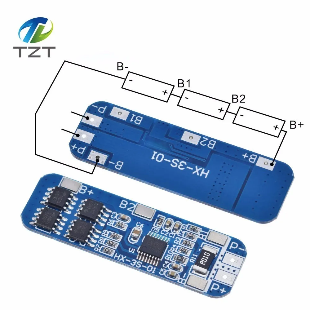BMS зарядное устройство TZT 3S 12 В 18650 10 А защитная плата для литий ионной литиевой