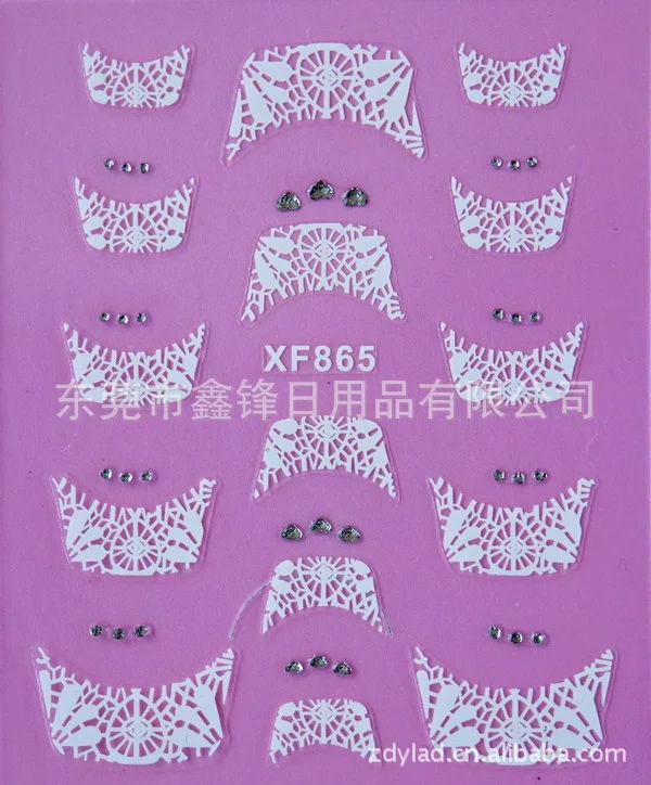 نقل المياه رسومات أظافر ملصقا جميلة 3D الفرنسية نمط كريستال تصميم فتاة والنساء مانيكير أدوات مسمار يلتف الشارات XF865