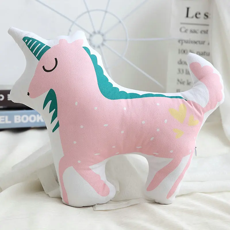 32-40cm 4 Styles Cartoon Animals Plush Pillow Stuffed Unicorn, Fox Alpaca Plush Toys for Children Lovely Soft Pillow Cushio