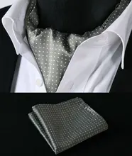 RD103W Khaki Weiß Polka Dot Silk Halstuch Gewebt Ascot Krawatte Einstecktuch Einstecktuch Suit Set