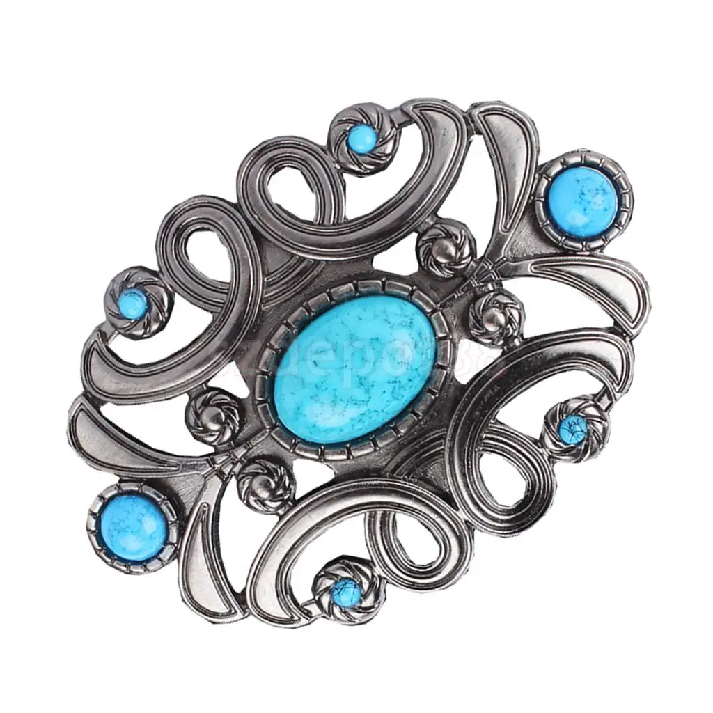 Novelty Western Cowgirl Belt Buckle Synthetic Turquoise Metal Rodeo Boho Indian Style