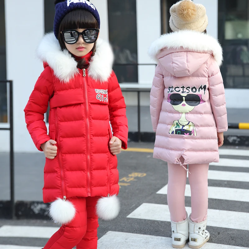 4 11T kids girls winter clothing sets 3pcs outerwear hooded waistcoat long sleeve shirt pants girl