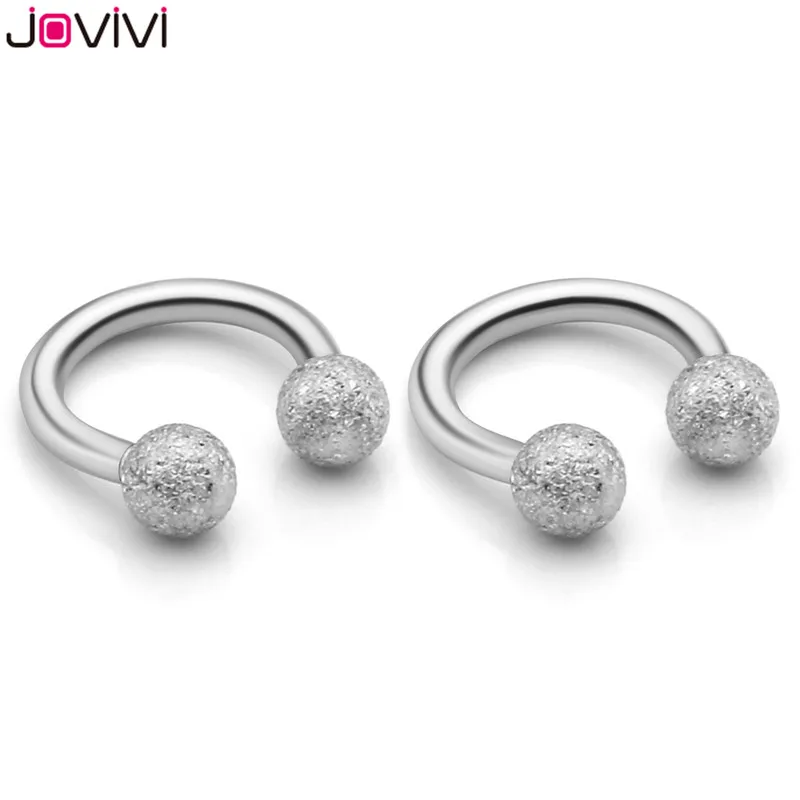 Jovivi Stainless Steel 16G 6mm Matte Ball Horseshoe Hoop Rings Captive Bead Ring Nose Ear Helix Cartilage Tragus Daith Septum