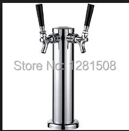 

New brass beer and wine bar Two taps Beer tower Chrome Double Stainless Steel Tower Beer Tap Duel Faucet Draft Keg Kegerator NEW