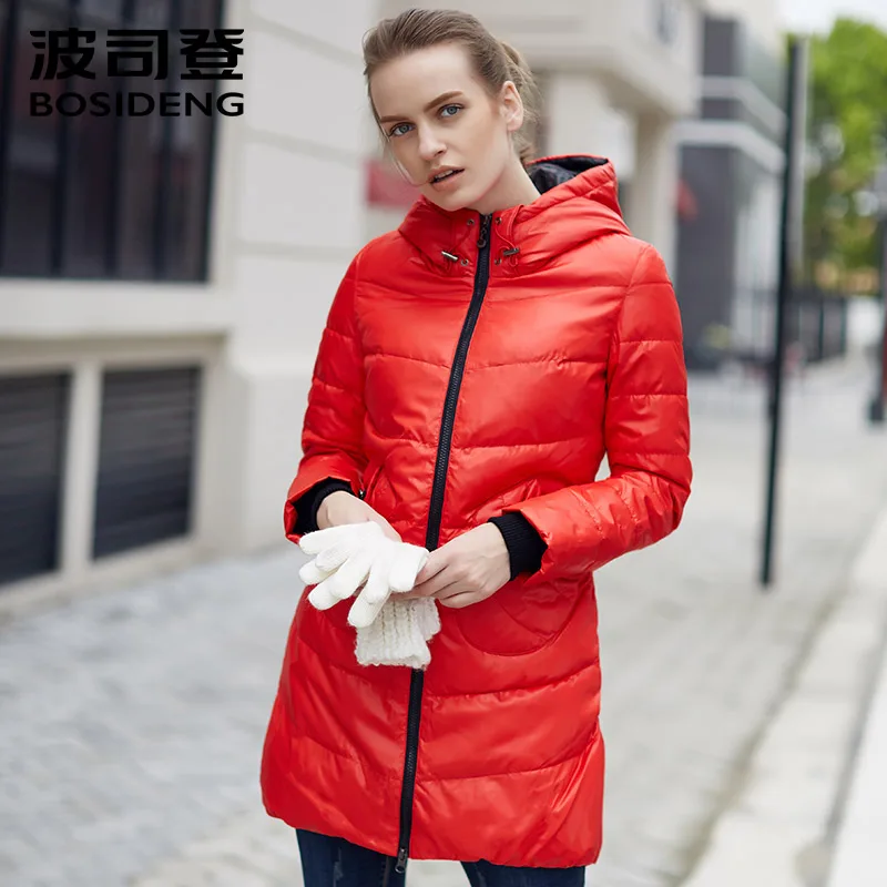 

BOSIDENG women 90% duck down coat mid-long above knee hooded clearance sale high quality B1301092