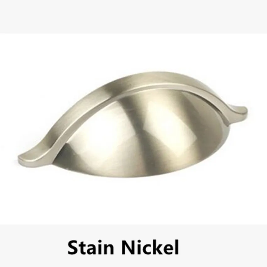 2.5" shiny silver dresser handles chrome shell cup knobs pulls stain nickel drawer