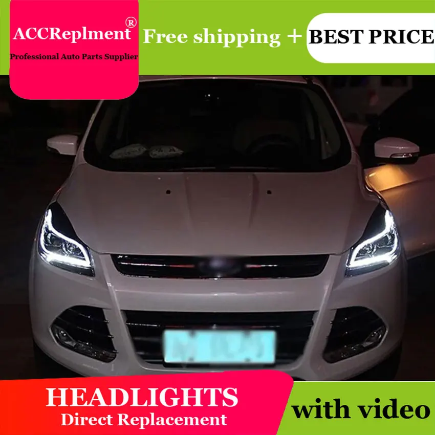 

AUTO.PRO xenon H7 headlights for ford kuga 2013 14 15 car styling LED guide DRL HID Kit Q5 bi xenon lens headlamps for ford kuga