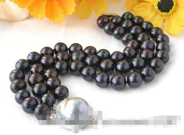 

z2410 3row 11mm Tahitian black freshwater pearl bracelet mabe silver Noble style Natural Fine jewe Fast (D) SHIPPING