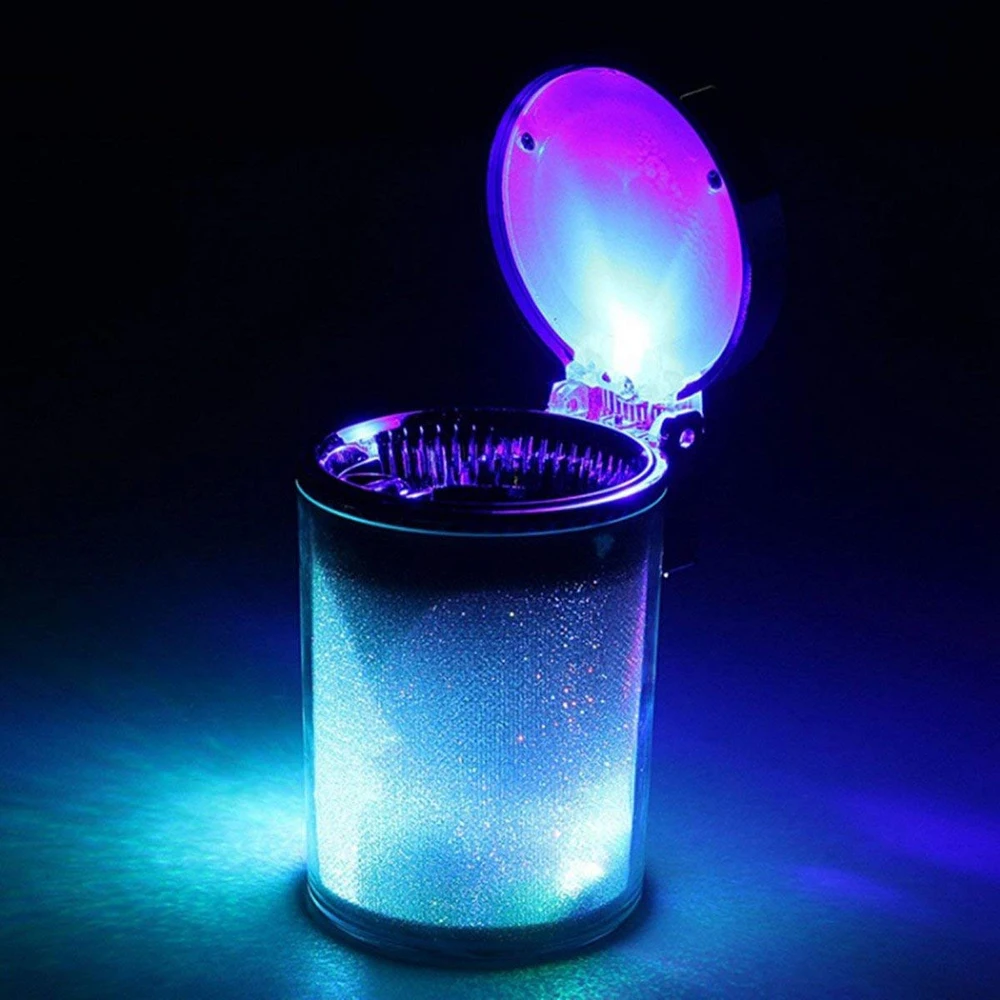 Car Ashtray with LED Light Cigarette Cigar Container Smoke Ashtray