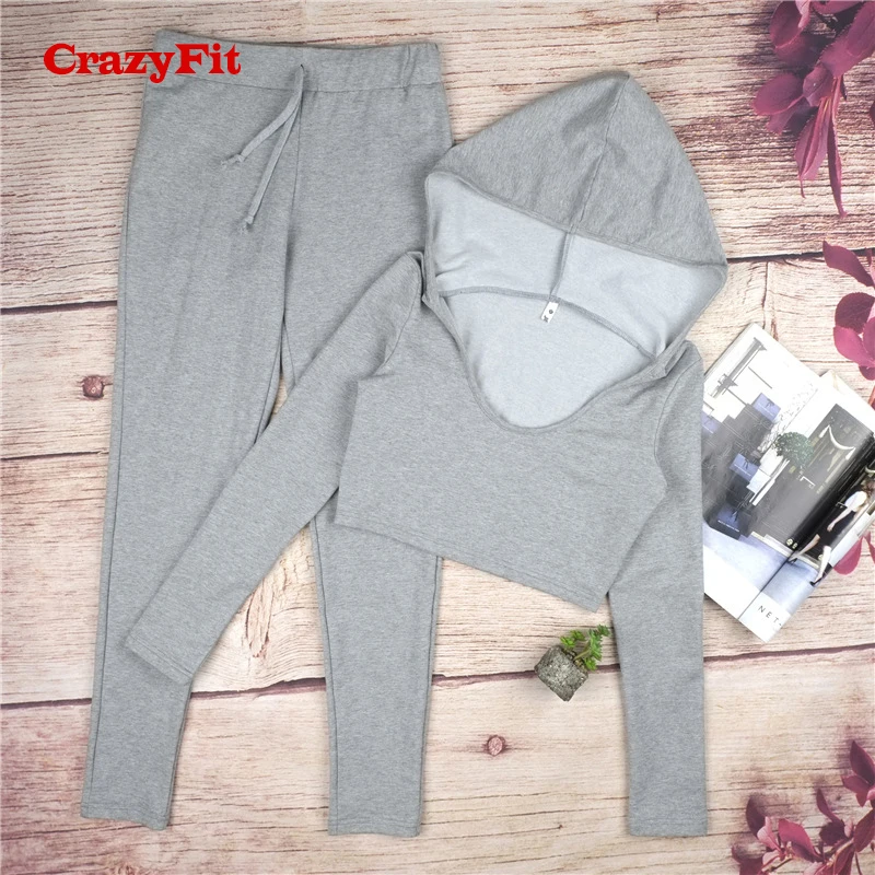 CrazyFit комплект из 2 предметов для йоги серый черный сексуальный 2018 толстовка с