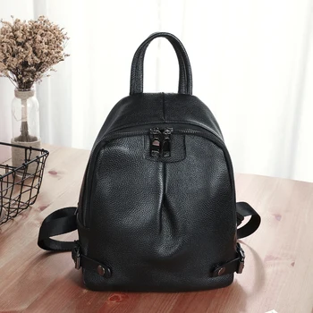 BAQI Women Backpack School Bag Girls 2019 Fashion Genuine Leather Cowhide Shoulder Bags Women Travel Bag Casual Bagpack Mochila popular rock style natural sheepskin women backpack fashion rivets women s travel bags casual patchwork genuine leather bag