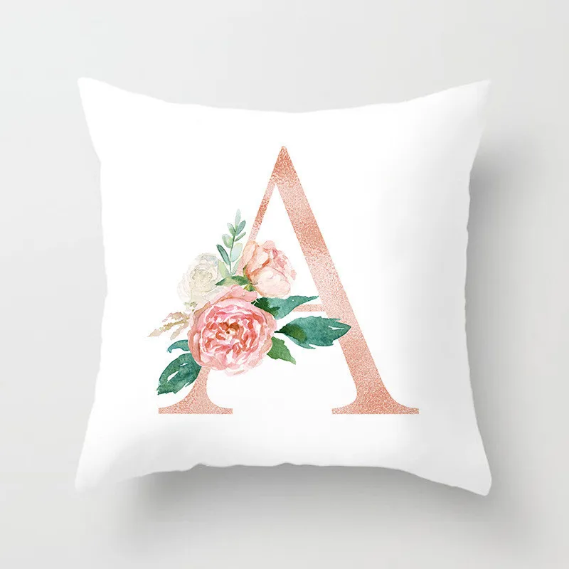 A B C D E Printed 26 Letters Cushion Covers Plants Pink Pillow Cover Polyester Pillowcases 45*45 Decorative Pillows For Sofa Car A B C D E Printed 26 Letters Cushion Covers Plants Pink Pillow Cover Polyester Pillowcases 45*45 Decorative Pillows For Sofa Car