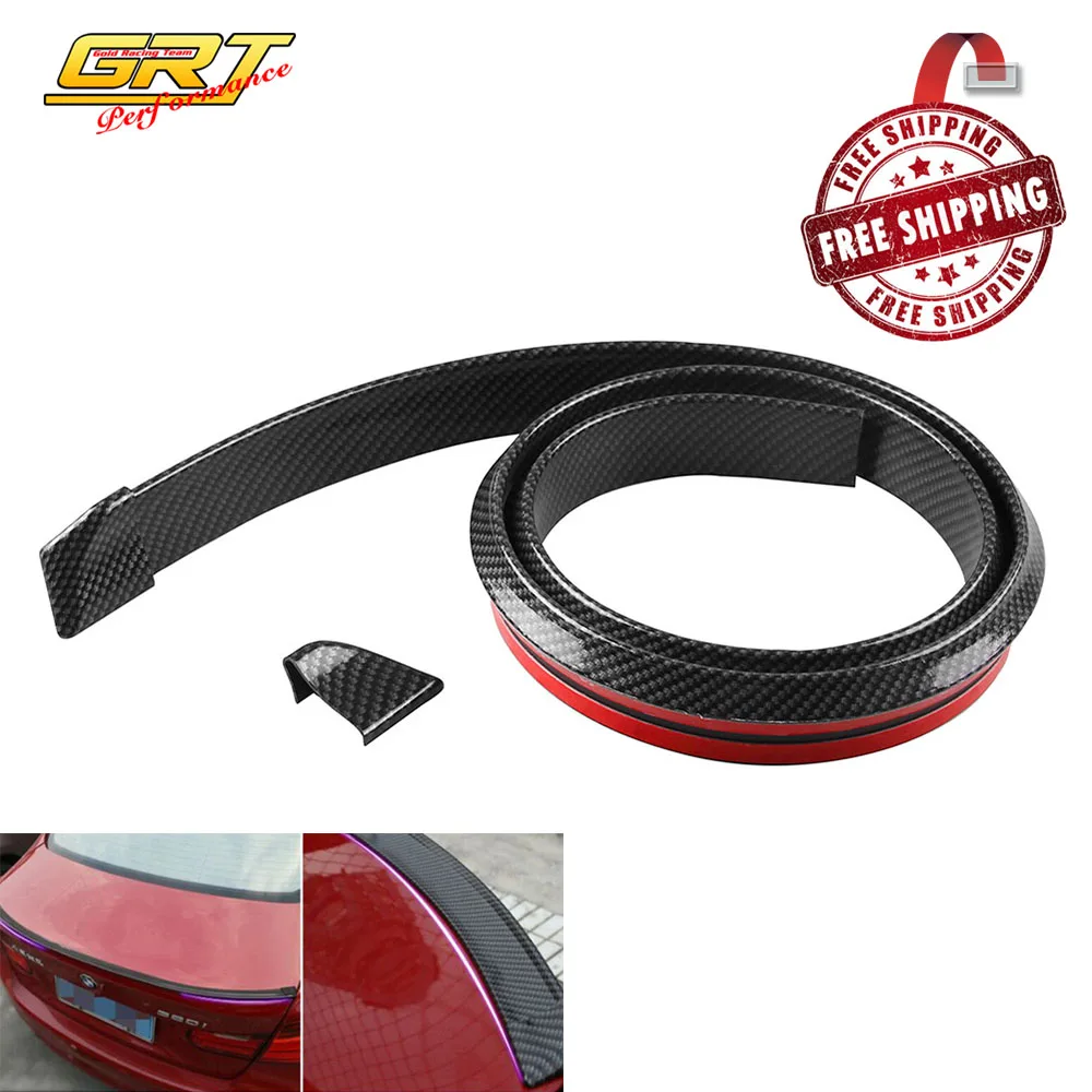 

Free Shipping New Carbon Fiber 1.5m Length Black PU Car Rear Roof Trunk Spoiler Wing Lip Sticker Kit