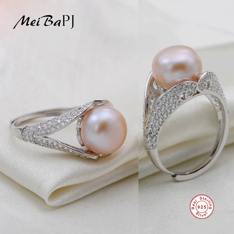 

[MeiBaPJ] Beautiful Fashion Natural Pearl Ring High-quality S925 Sterling Silver Ring for Women Fine Jewelry
