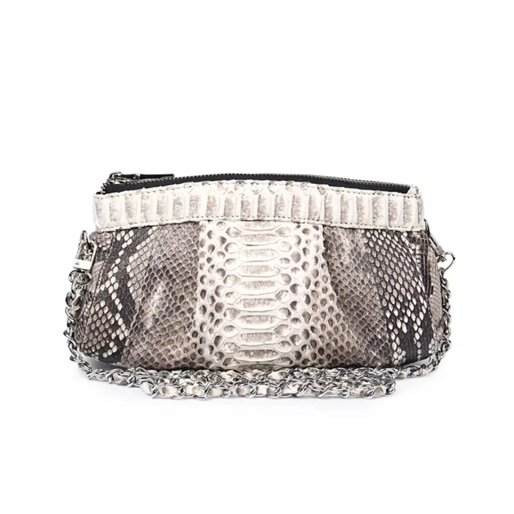 

Luxury Serpentine Designer Women's Small Hobos Bag Purse Genuine Python Skin Leather Female Messenger Bag Ladies Shoulder Bag