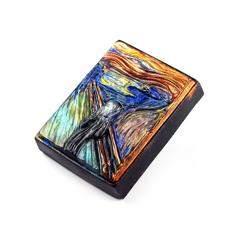 

Silicone Mold for Soap Square with Painting Pattern Handmade Soap Form DIY Home Decor Candle Wax-Resin