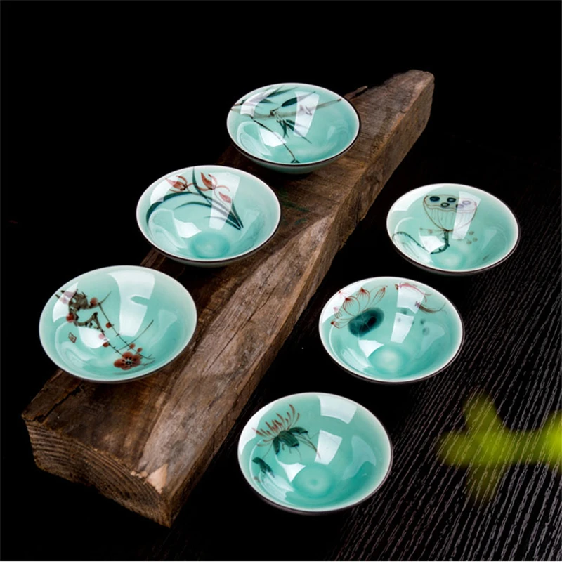 1 Chinese Tea Cup Ceramic Celadon Kung Fu Tea Set Drinkware Retro Gaiwan Teacup Blue And White Porcelain Coffee Cups Mug