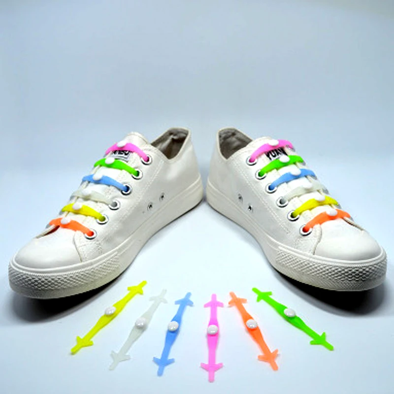 JUP1-12Sets(12Root/Set) Phosphors Noctilucent Fashion Girls Women Sport Men Running Shoe No Tie Laces Elastic Silicone Shoelace