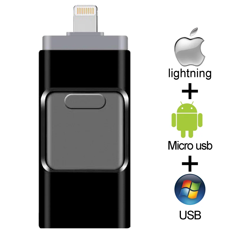 

Newest Drive HD U-Disk Micro USB interface 3 in 1 for Android/iPhone 8/6/X/6Plus/7 iPad iPod/PC/MAC 16/32//64/128GB