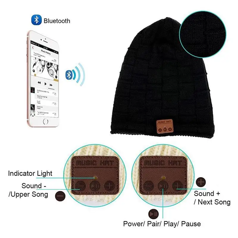 Bluetooth наушники музыка аудио шапка беспроводная гарнитура с микрофоном свободные