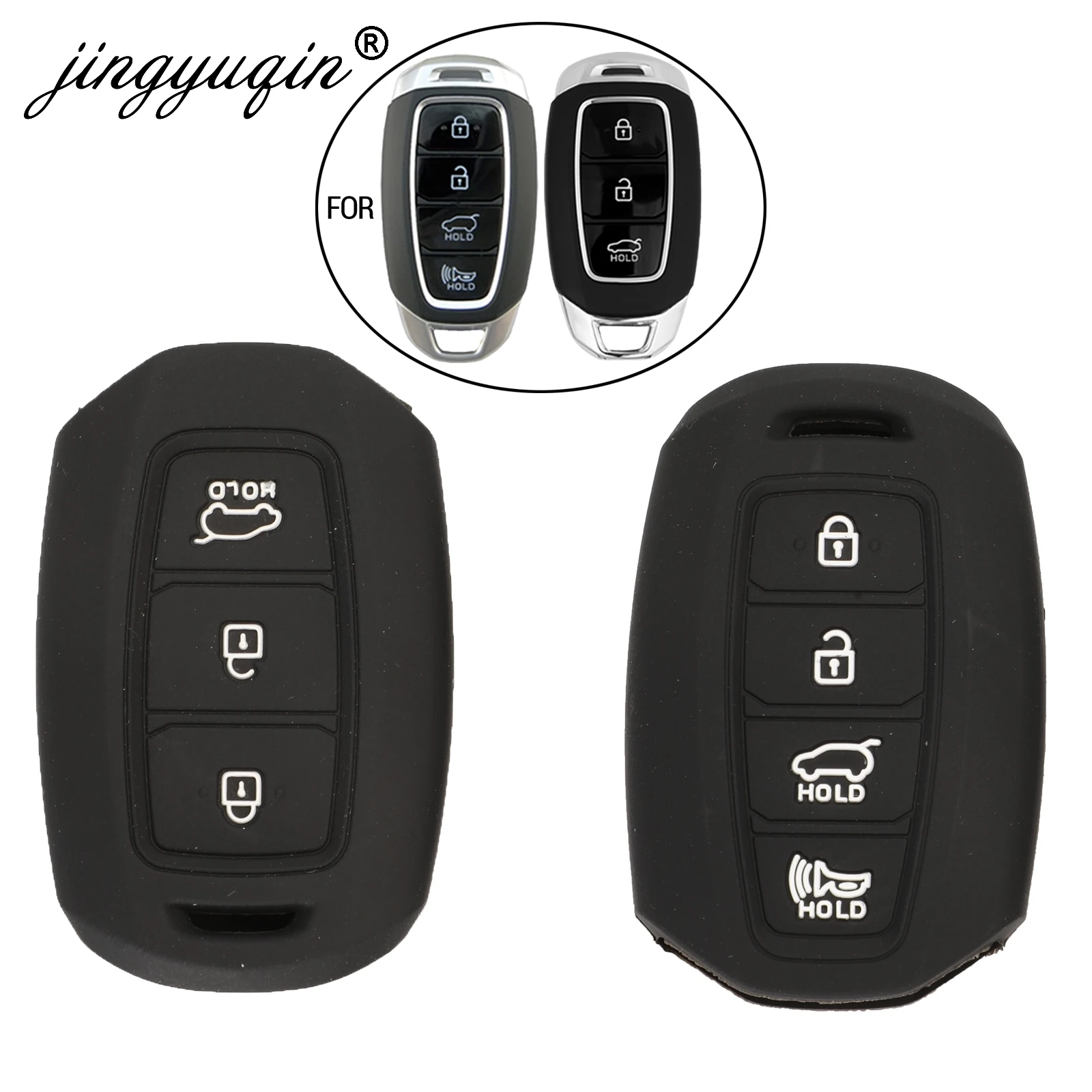 

jingyuqin 30pcs Silicone Car Remote Key Cover For Hyundai i30 i35 i40 Azera Elantra Solaris Grandeur Ig Accent Santa Fe Fob Case