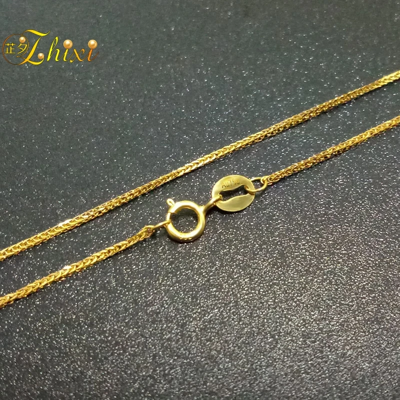 ZHIXI 18K золотые украшения Подлинная 18K цепочка из желтого золота длинное Настоящее ожерелье Au750 Подвеска подарок на свадьбу для женщин ZXX312