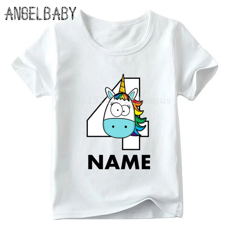 Boys/Girls Happy Birthday Rainbow Unicorn Number 1-9 Print T shirt Children Funny Gift Clothes Kids Cartoon Baby T shirt,ooo5239 - Цвет: ooo5239M