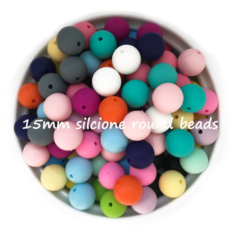 

15mm Silicone Beads 100PCS/lot Baby Chewable Toys DIY Pacifier Chain Clips Teether Necklace Pendent Bracelet Nursing Shower Gift