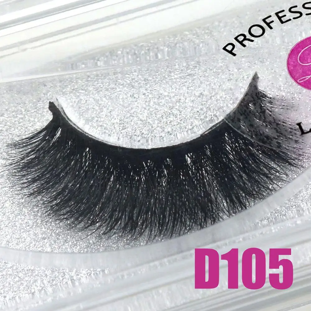 

LASGOOS 14mm Mink Handmade False Eyelashes 3D Fluffy Thick Crisscross Eye Beauty Fake Lashes Extension Box D105