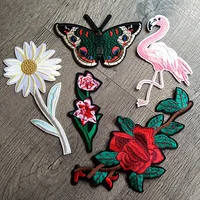 Buy High-q 1 PC Flamingo Butterfly Flower Rose Patches for Clothing Iron on Online