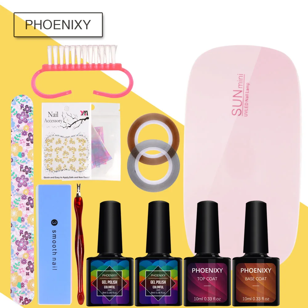 

Gel Nail Polish Set 6W LED Lamp 2Pcs 8ml Nail Gel Varnish Polish Manicure set With Nail Art Polish Set Manicure Tools Nail Sets