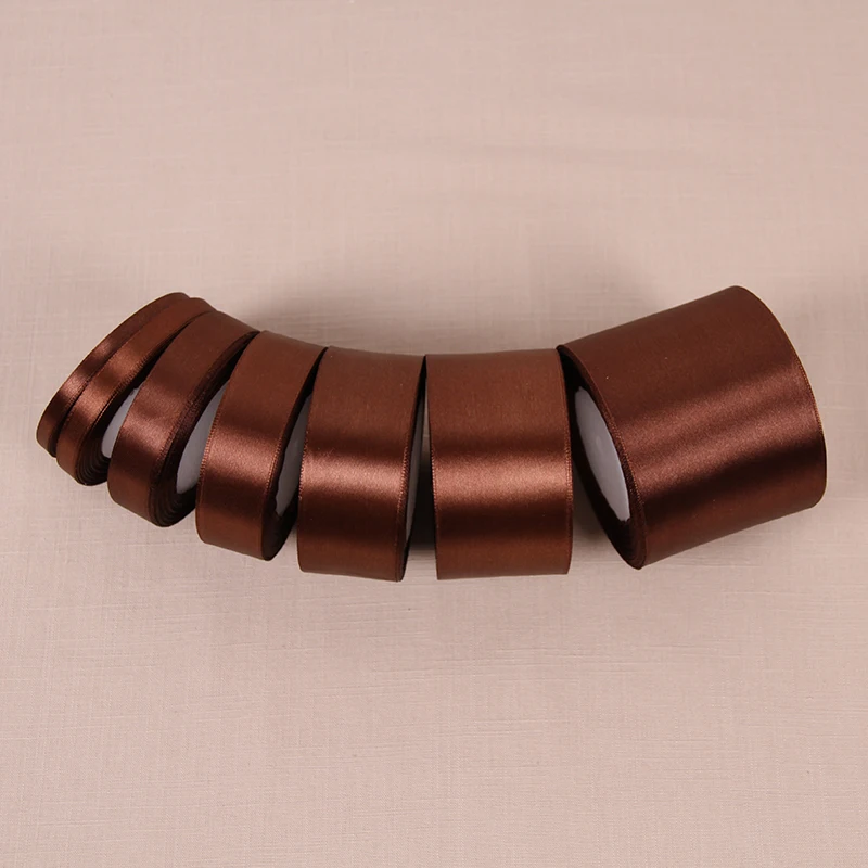 25Yard Satin Ribbon Brown Silk Home Wedding Party Decoration Gift Wrapping Apparel Sewing Fabric Ribbon Bow Material DIY Decor satin ribbons,ribbon decoration,ribbon supplies,satin ribbon,sewing ribbon