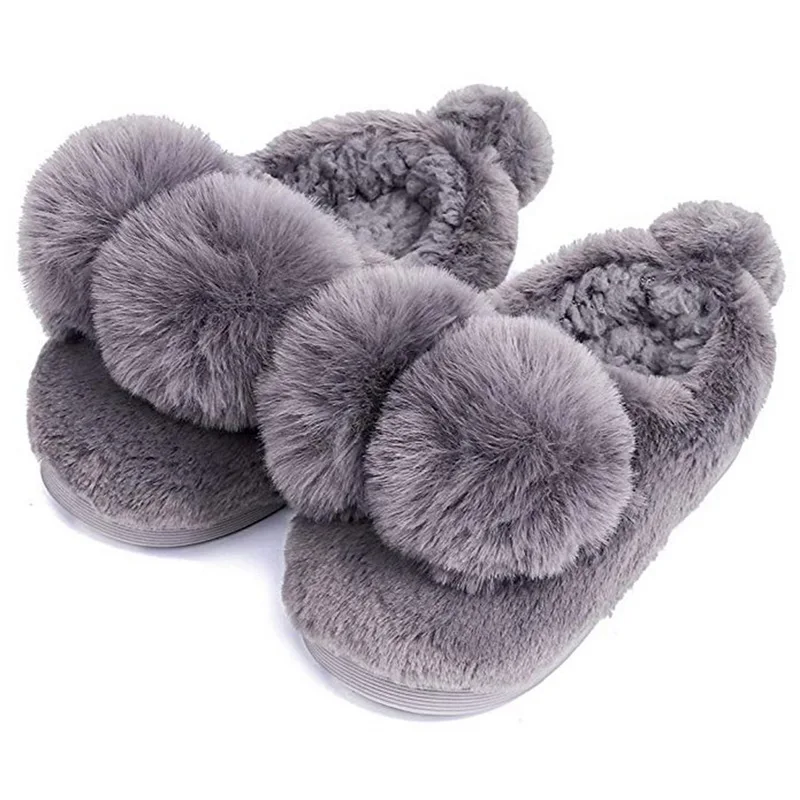 

HEFLASHOR Hair ball Slippers Women Fluffy Fur Home slipper Winter Plush Furry cotton slippers female Flats Shoes zapatos mujer