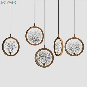 

Modern Wooden Pendant Lights Moon Gate for Living Room Bedroom Bedsides Balcony Restaurant Bar Hanging Lamps Fixture Decor