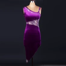 Новое поступление, костюм для латинских танцев, сексуальное бархатное платье без рукавов с камнями для латинских танцев для женщин, платья для латинских танцев, S-4XL