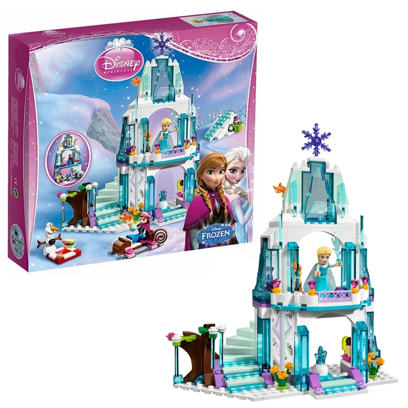 

Disney Frozen 297Pcs Elsa's Sparkling Ice Snow castle Anna Olaf Princess Model Building Blocks Brick Girl With Toy