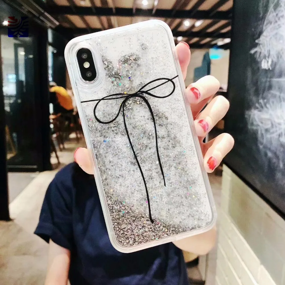 PEEPING luxury quicksand Glitter Bow snowflake phone case  Fashion for iPhone 6 6s 7 8 Plus X XR XS MAX silicone soft case07