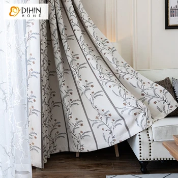

Luxury Pastoral Embroidered Blackout Curtain For Living Room Customized Window Curtain Drapes 1 Panel