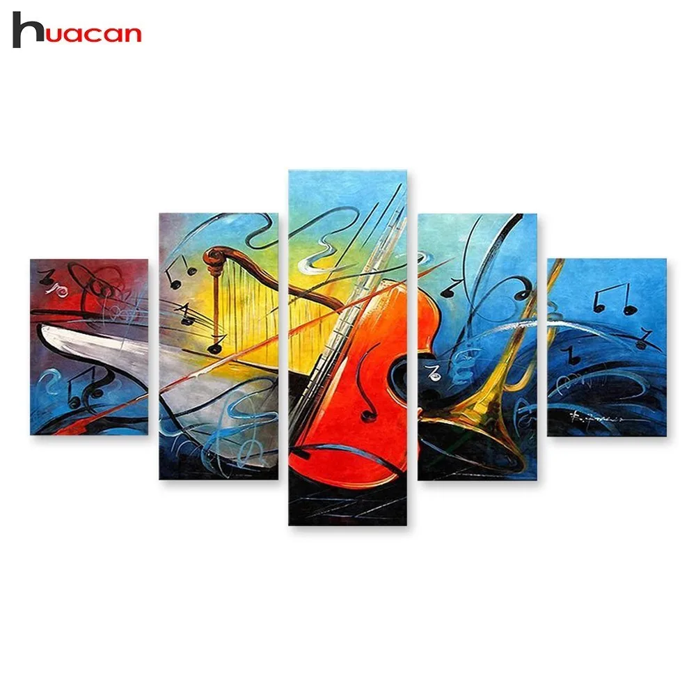 

HUACAN Mosaic Painting Cartoon Full Square Drill Diamond Painting Voilin Multi-picture Combination Cross Stitch Decoration Home