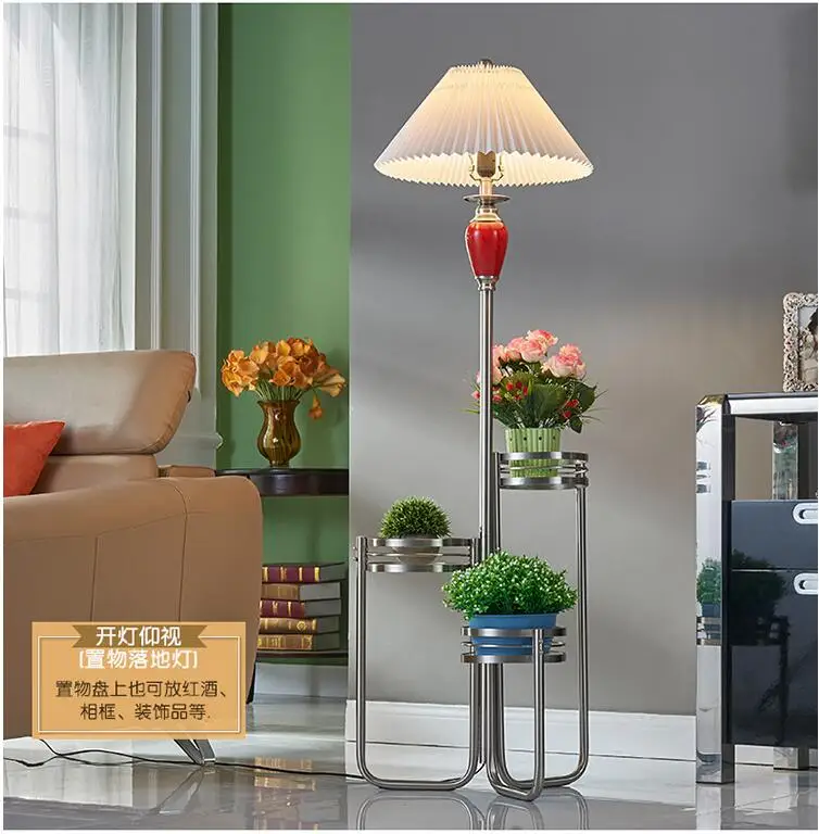 

American creative floor lamp shelf Europe type sofa rural vertical shelf