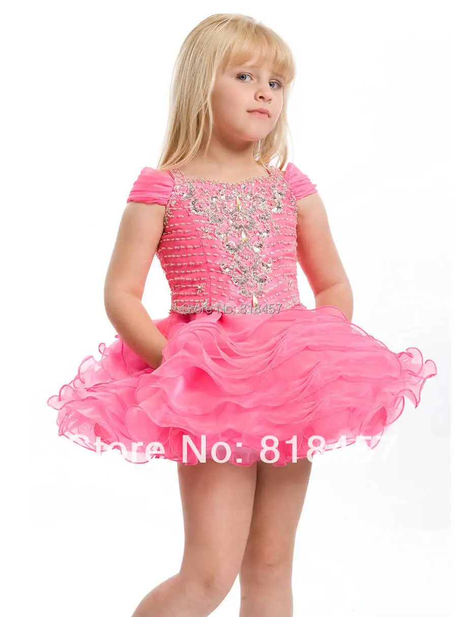 2015 Pink Fashion Cupcakes Beaded Lovely Kid Party Dress Little Girl