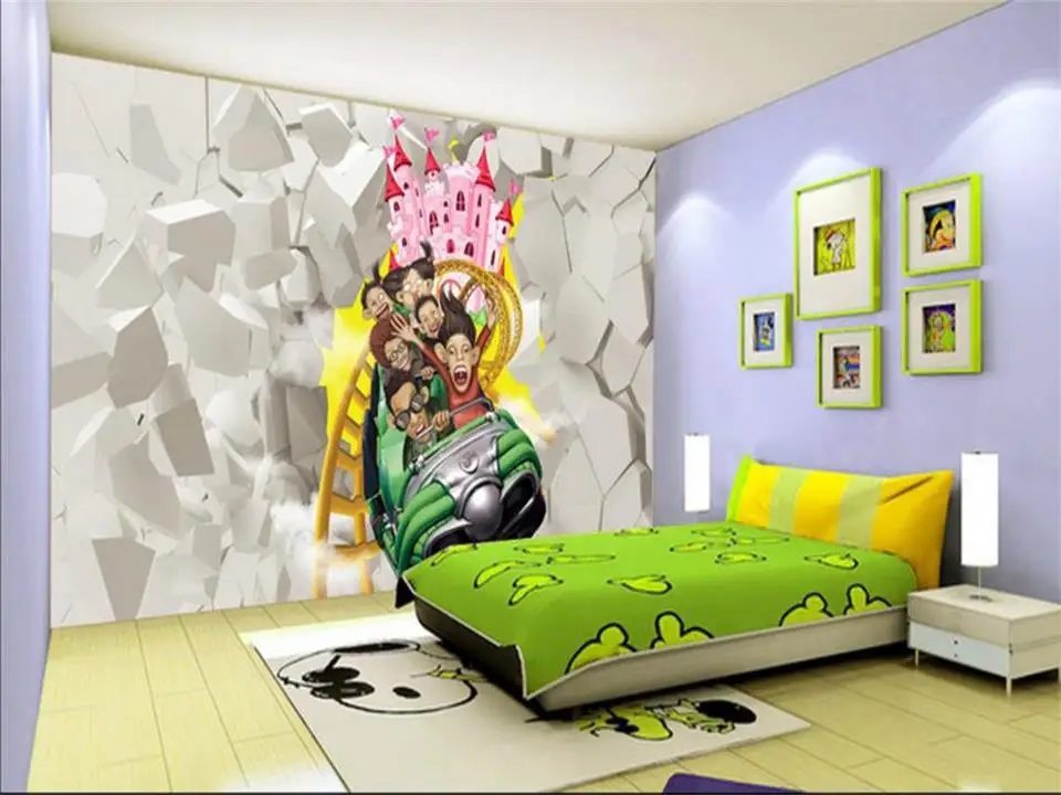 3d wallpaper custom photo wallpaper kids room mural amusement car stone
