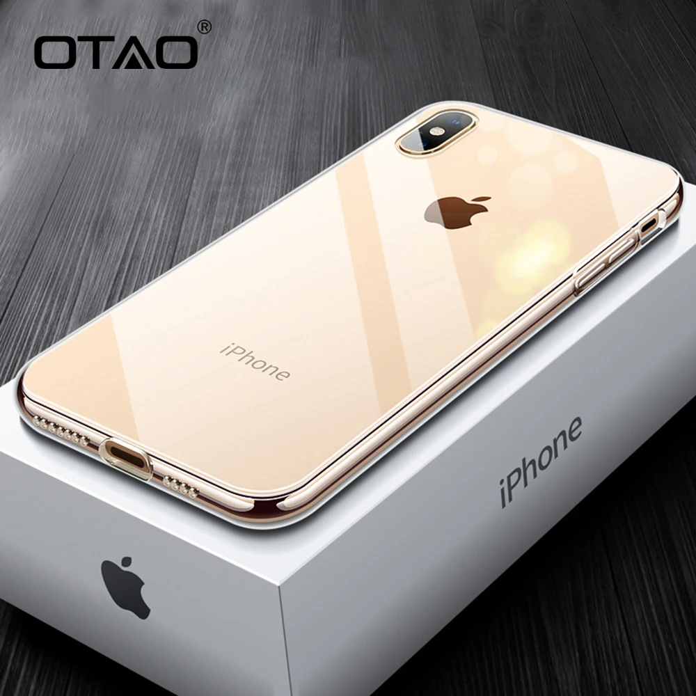 OTAO New Glass Phone Case For iPhone 7 8 6 6s Plus Transparent Back Cover XS MAX XR X 7Plus Soft Edge TPU Coque | Мобильные телефоны