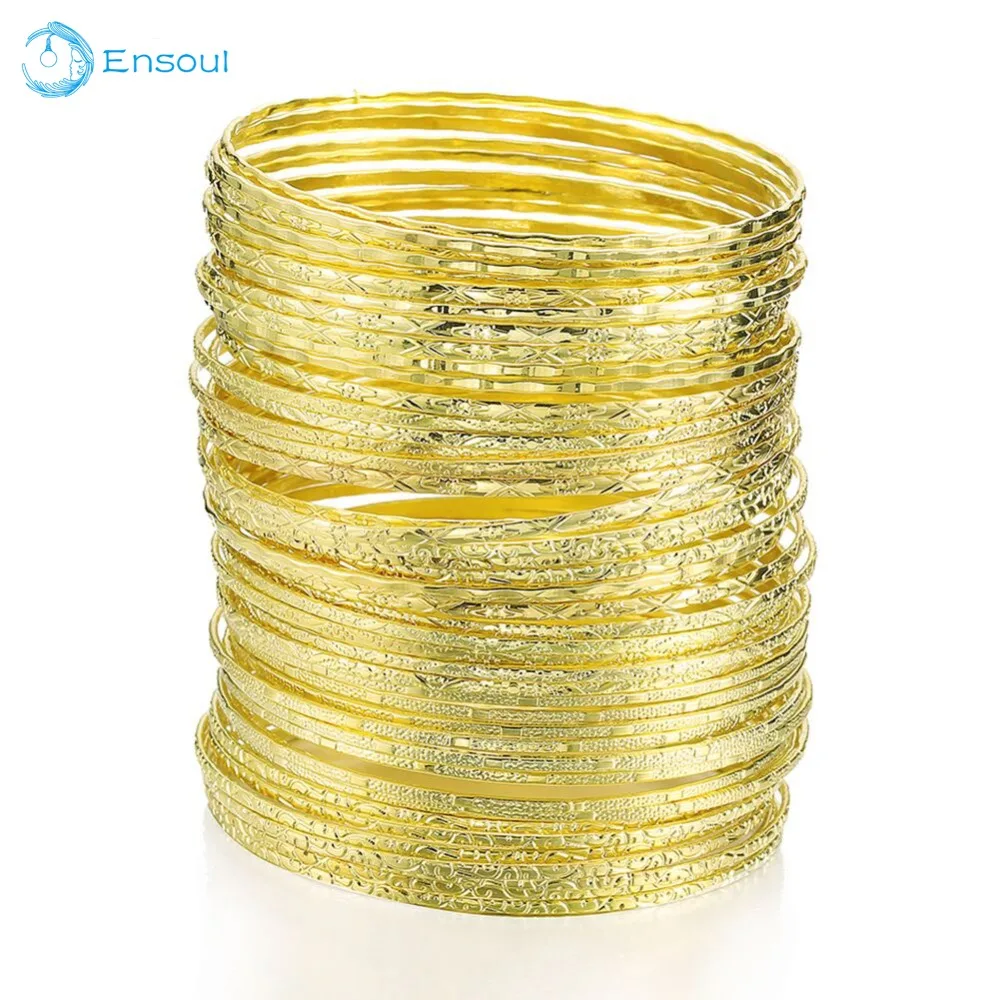 

Ensoul New Fashion Top Style 50Pcs/Lot Charm Gold Bracelets & Bangles For Women Luxury Jewelry Men Hand Bracelet For gift