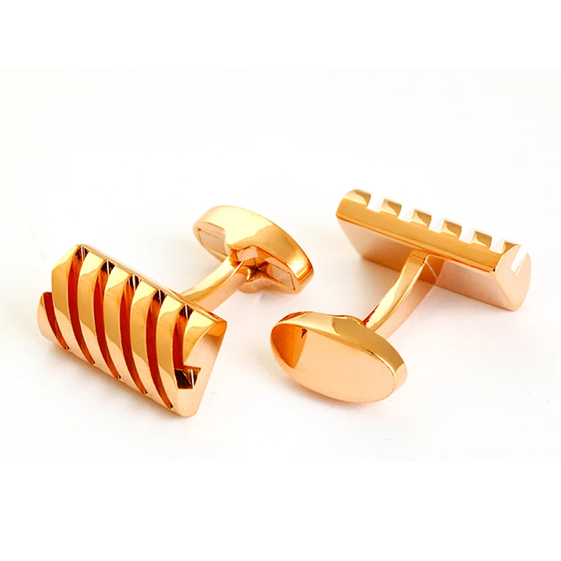 Elegant metal cufflinks rose gold color cufflinks for mens shirtin Tie