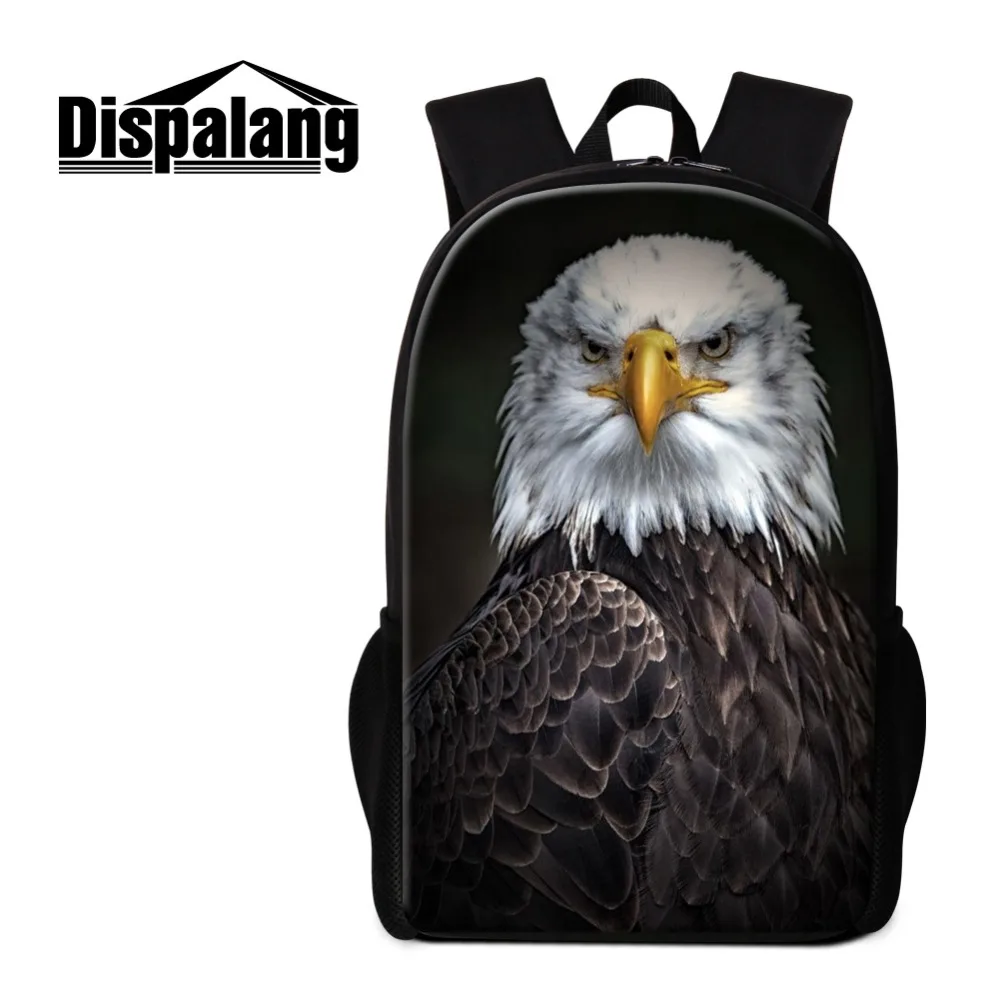 

Black Eagle Logo High Fashion Bagpack for Men Cool Animal Prints Vintage Book Bag for College Students Design You Own Rucksack