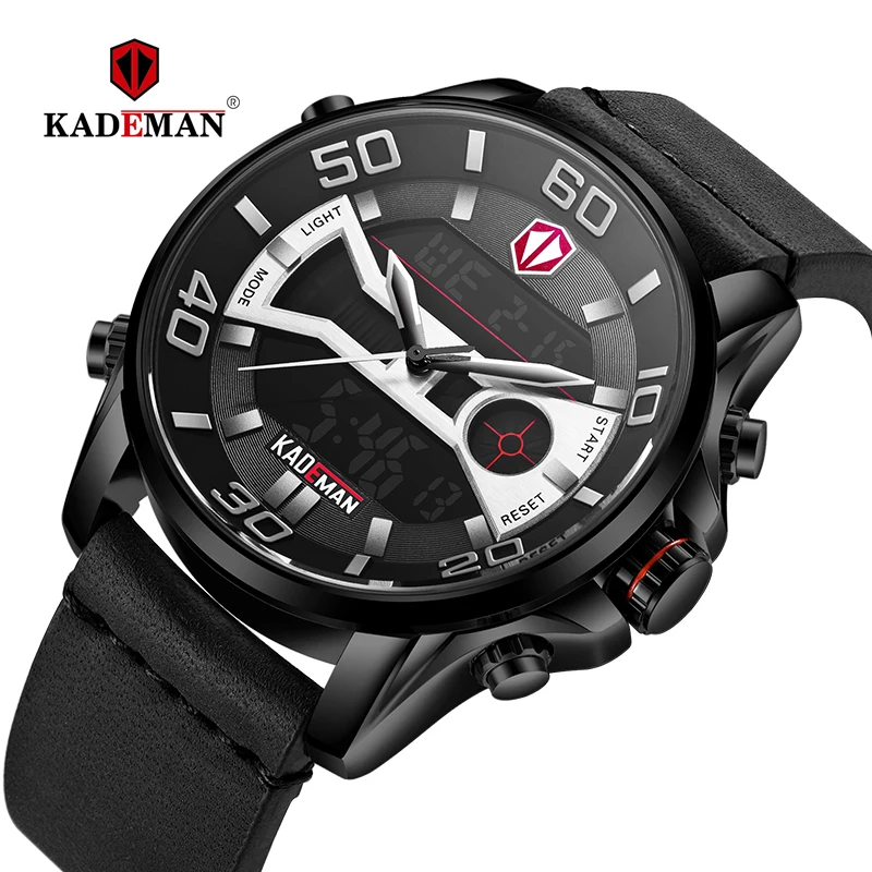 

2019 Men Watches Luxury Sport Watch LED Display Digital Wristwatch TOP Brand KADEMAN Casual Leather Clock Army Relogio Masculino