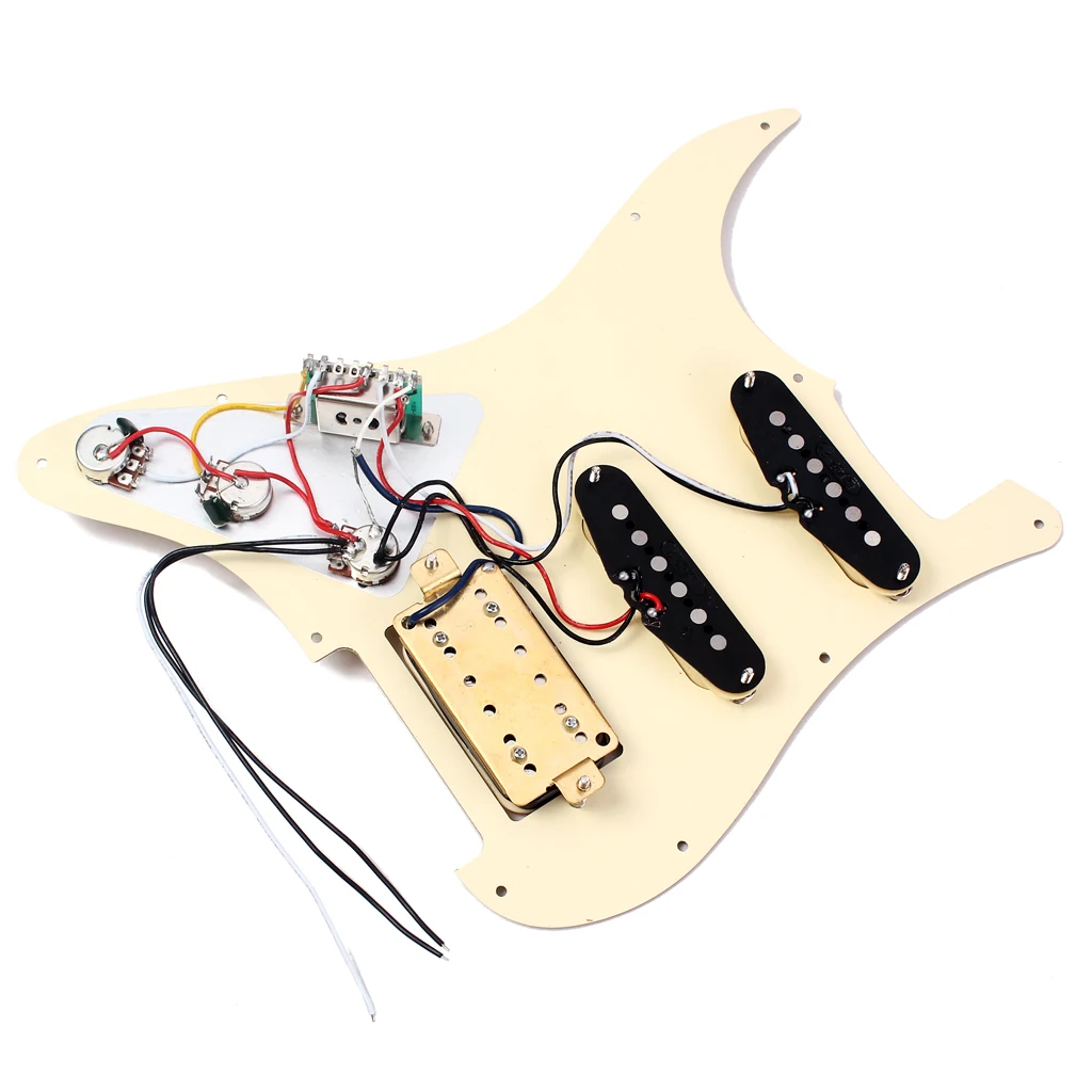 Prewired 3-ply Pickguard Scratchplate SSH 2-single Coil and 1 Dual Coil Pickup with Magnets for Fender ST Stratocaster Guitar